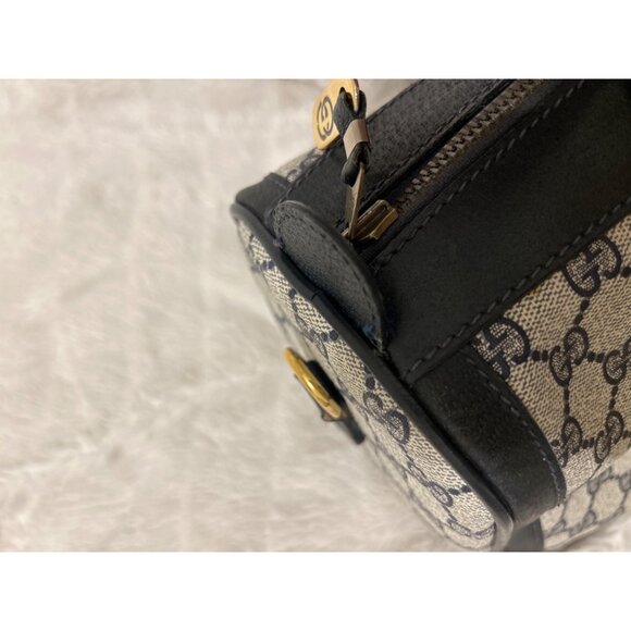 GUCCI GG Supreme Monogram Textured Dollar Calfskin Web Ophidia Boston Bag - Picture 5 of 16